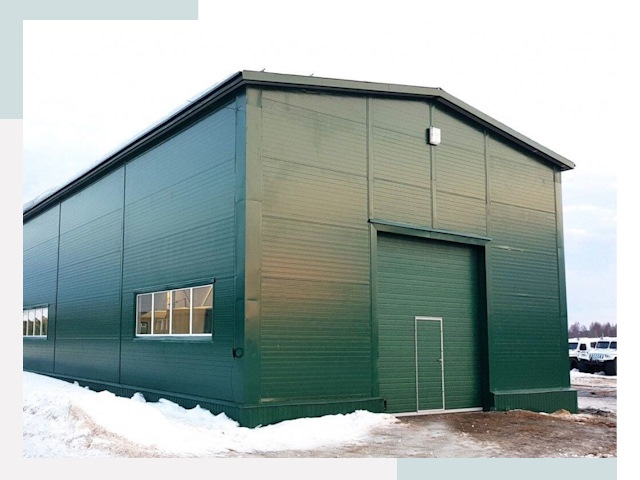 Двускатные ангары в Тихвине